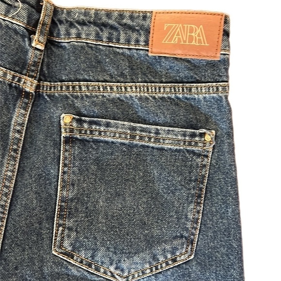 NWT ZARA Super High Rise Straight Leg Long Length 💯 Cotton Denim Jean 38/6 - Picture 3 of 11